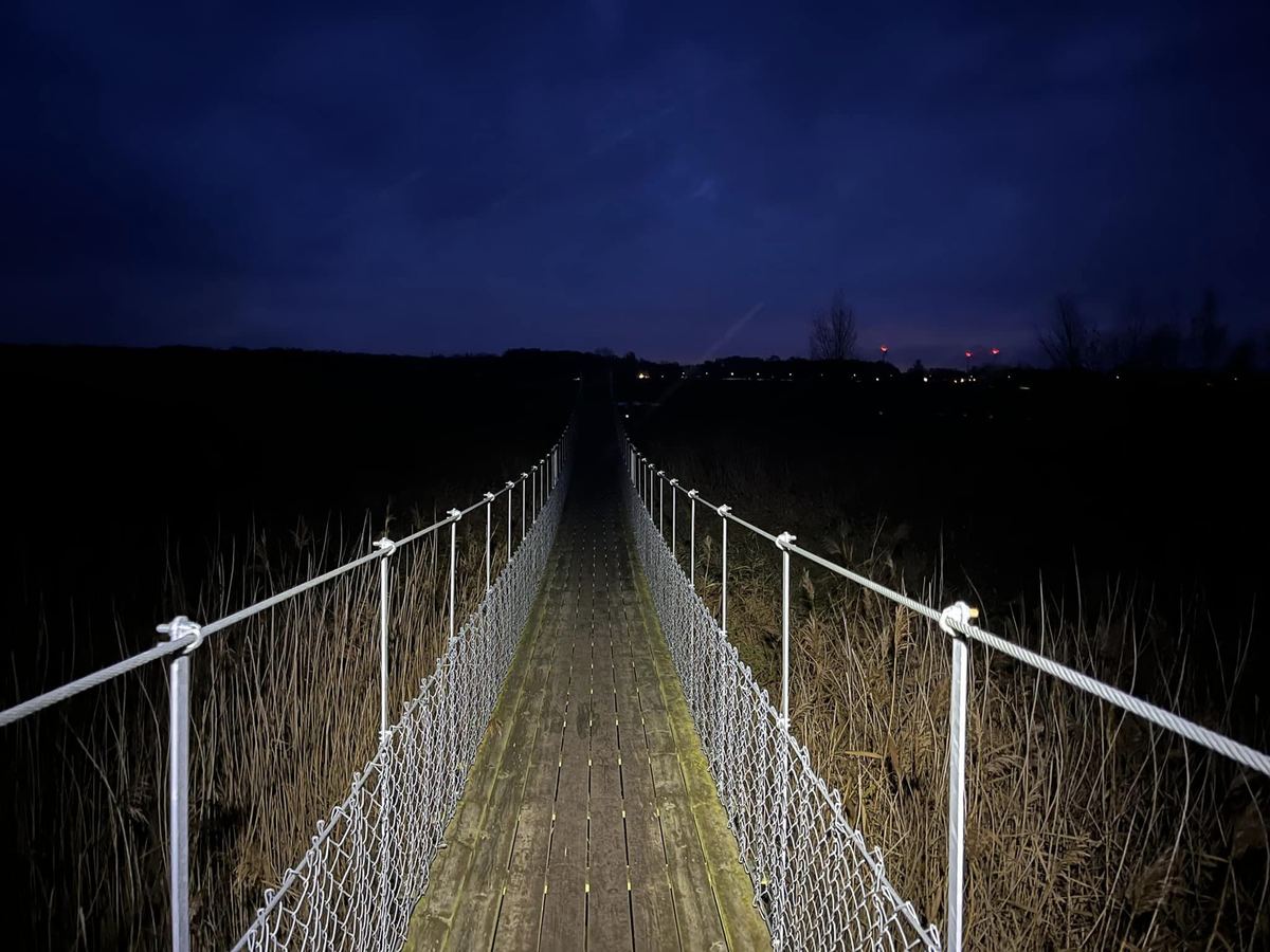 A footbridge at dawn
